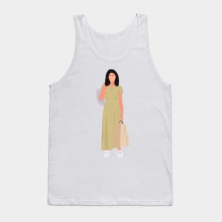 Sel in yellow long dress Outfit with grocery bags Fan Art Tank Top